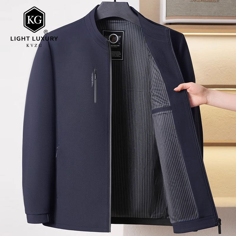 爸爸外套中年男士2025春季新款夹克中老年人爷爷装休闲轻奢上衣