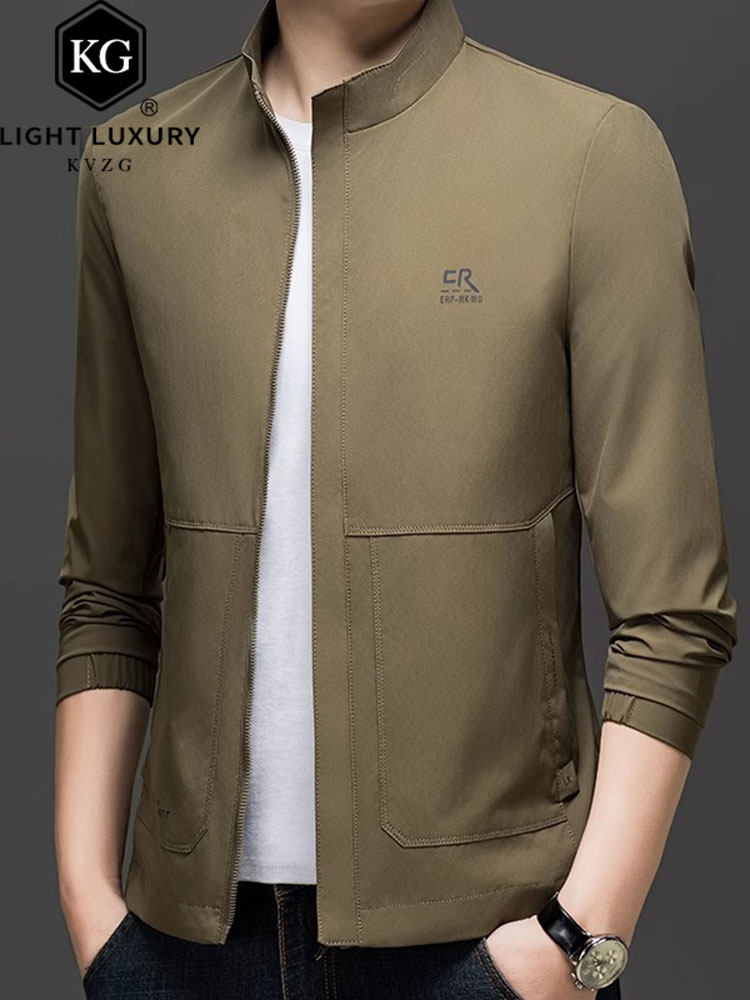 2025春季新款立领夹克男薄款中年男士外套茄克衫休闲爸爸装男上衣