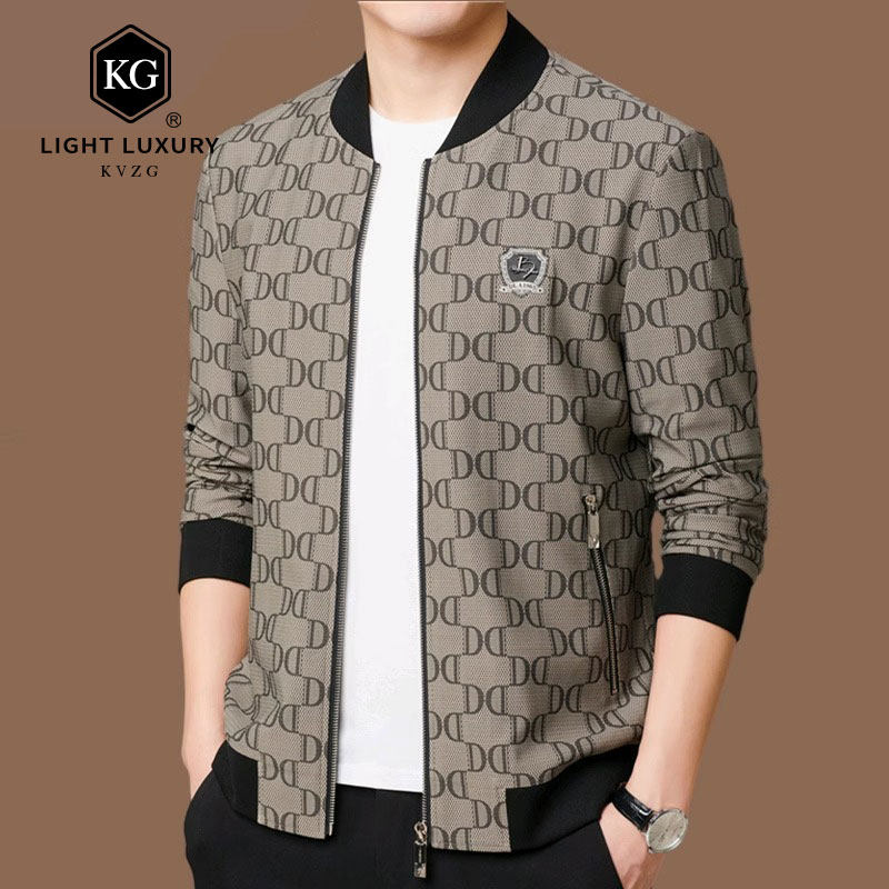 2025春季新款时尚轻奢夹克男薄款棒球领休闲百搭男装中年秋装外套