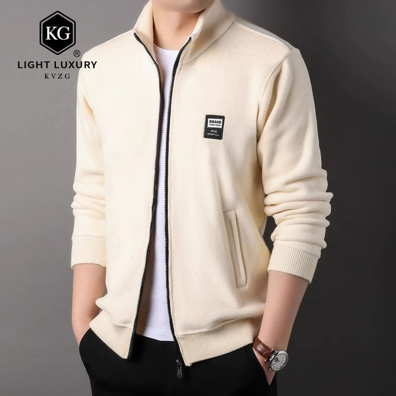 夹克外套男2025春季新款韩版宽松休闲拉链男装奥粒绒立领上衣