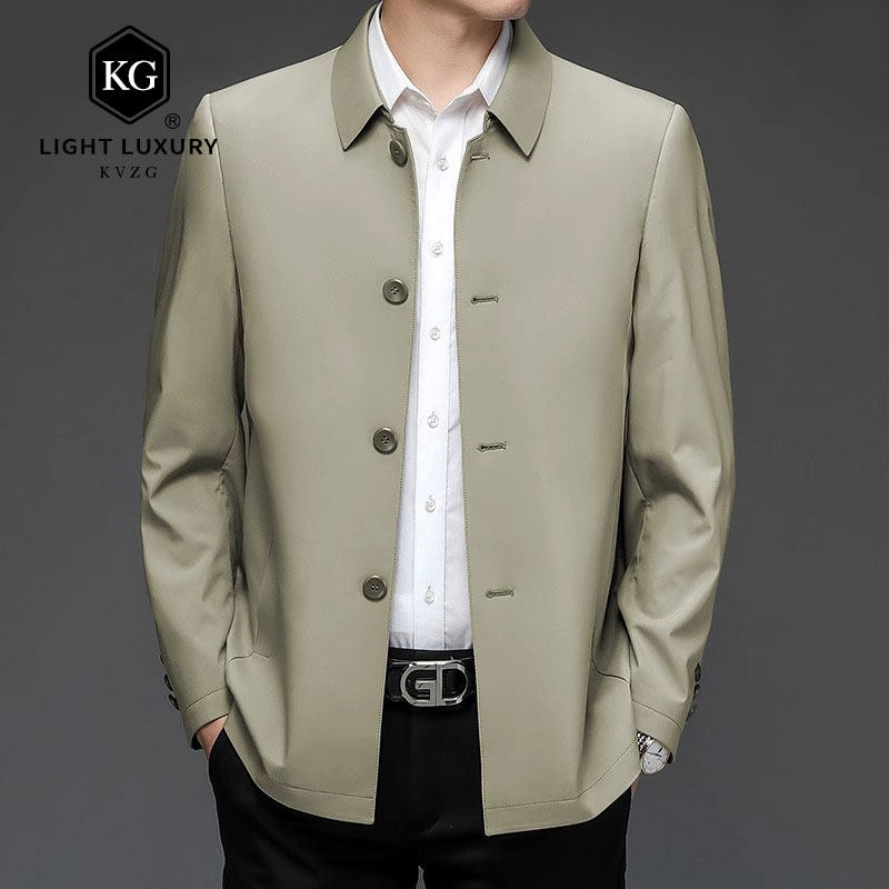 2026春季新款商务休闲夹克男士高级行政中年公务员大码宽松外套