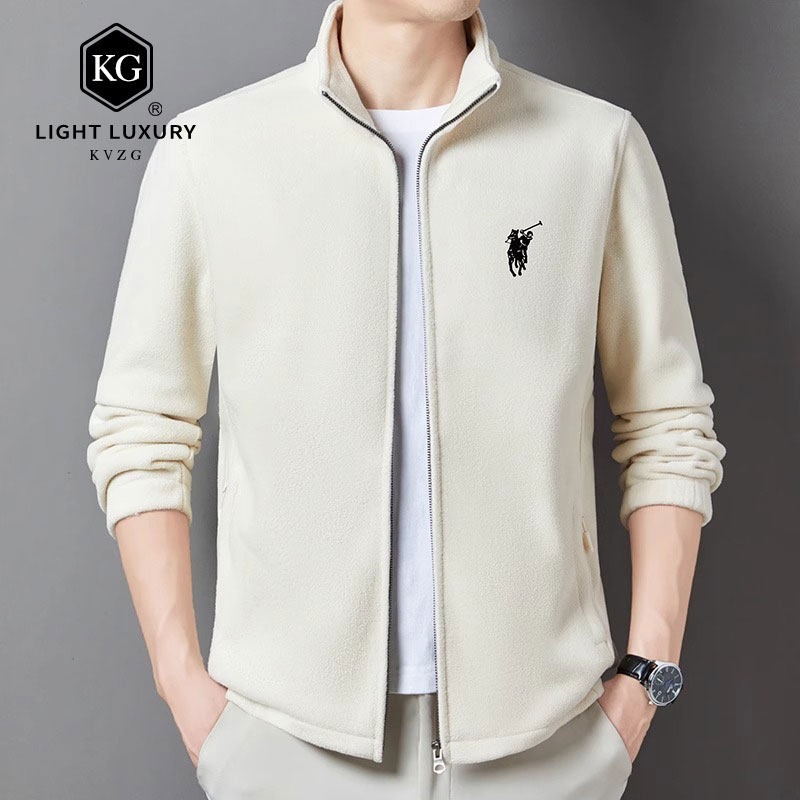 男士2025春季新款奥粒绒轻奢开衫卫衣拉链外套夹克中年爸爸装上衣