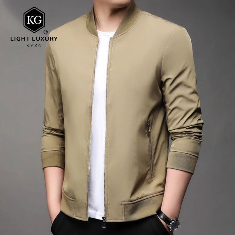 中年男士夹克外套2025春季新款薄款棒球领上服宽松茄克衫爸爸秋装