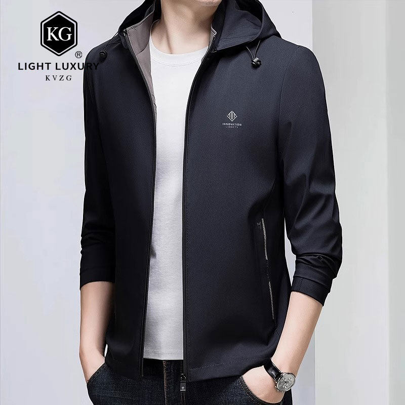 夹克外套男士2025年春季新款时尚轻奢可拆卸连帽商务休闲上衣男装