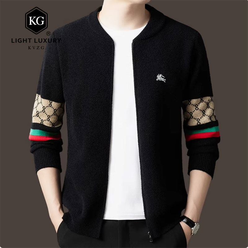 2025春季新款时尚轻奢休闲百搭男士毛衣针织开衫外套上衣潮