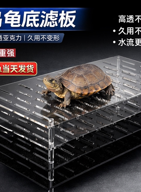 乌龟底滤板鱼缸底滤板乌龟缸专用亚克力透明黑色定制定做晒台网板