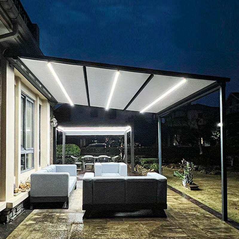 紫叶ziye电动天幕户外折叠伸缩式遮阳棚庭院阳台家用铝合金防