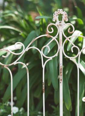 复古铁艺矮栅栏铁质庭院围栏室外园艺爬藤架花架花园做旧