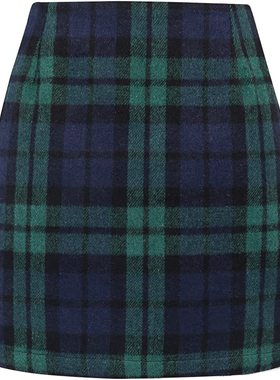 Checkered high waisted slim fit skirt 格子高腰修身半身短裙女