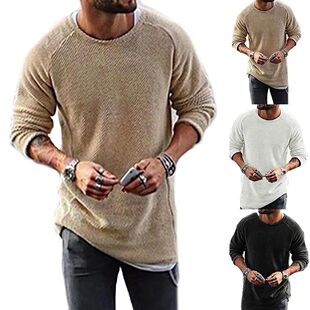 Round neck long sleeved bottom shirt for men圆领长袖打底衫男