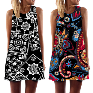 dress女士露肩宽松无袖 Off sleeveless loose 连衣裙 shoulder