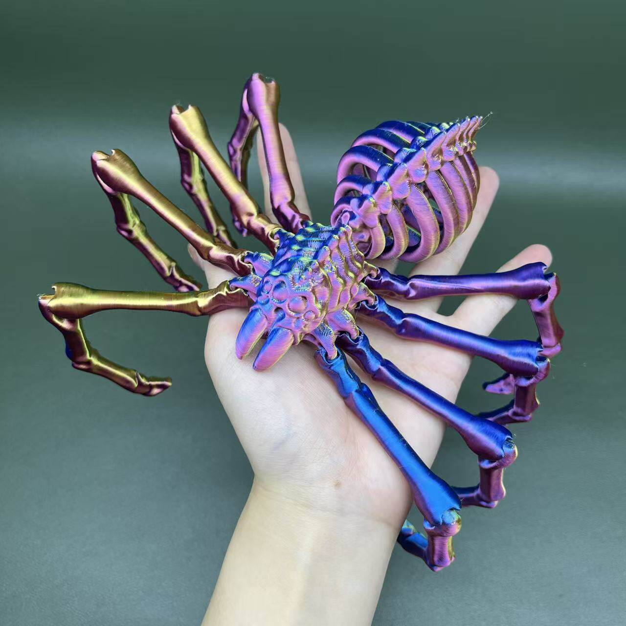 3D打印地狱骨架狼蛛恶搞恐怖模型手办关节可活动收缩仿真蜘蛛玩具