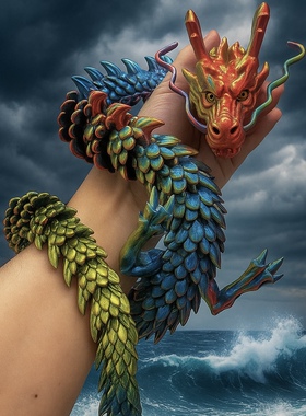 3D打印关节中国龙鱼缸造景摆件