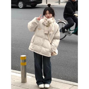 米白棉衣棉服女款冬季2023年新款韩系穿搭小个子美式晋江棉袄外套