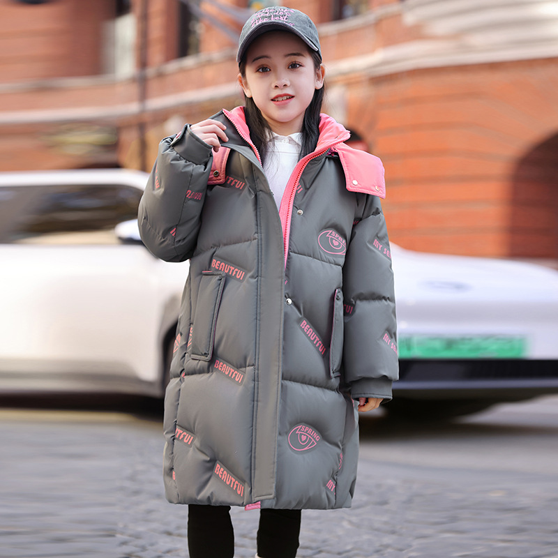 儿童羽绒服女童中长款冬装2025新款洋气中大童女孩加厚童装外套
