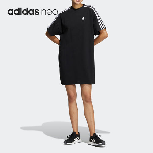 Adidas/阿迪达斯正品NEO女子休闲宽松简约短袖连衣裙 HE4518