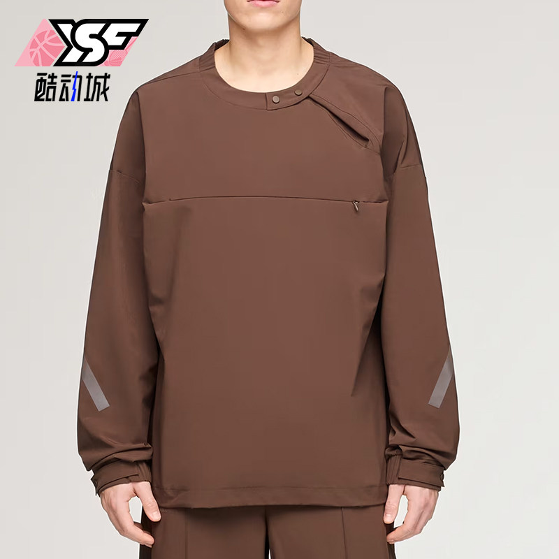 Adidas/阿迪达斯正品男棕色半拉链宽松日常经典休闲卫衣KD3494