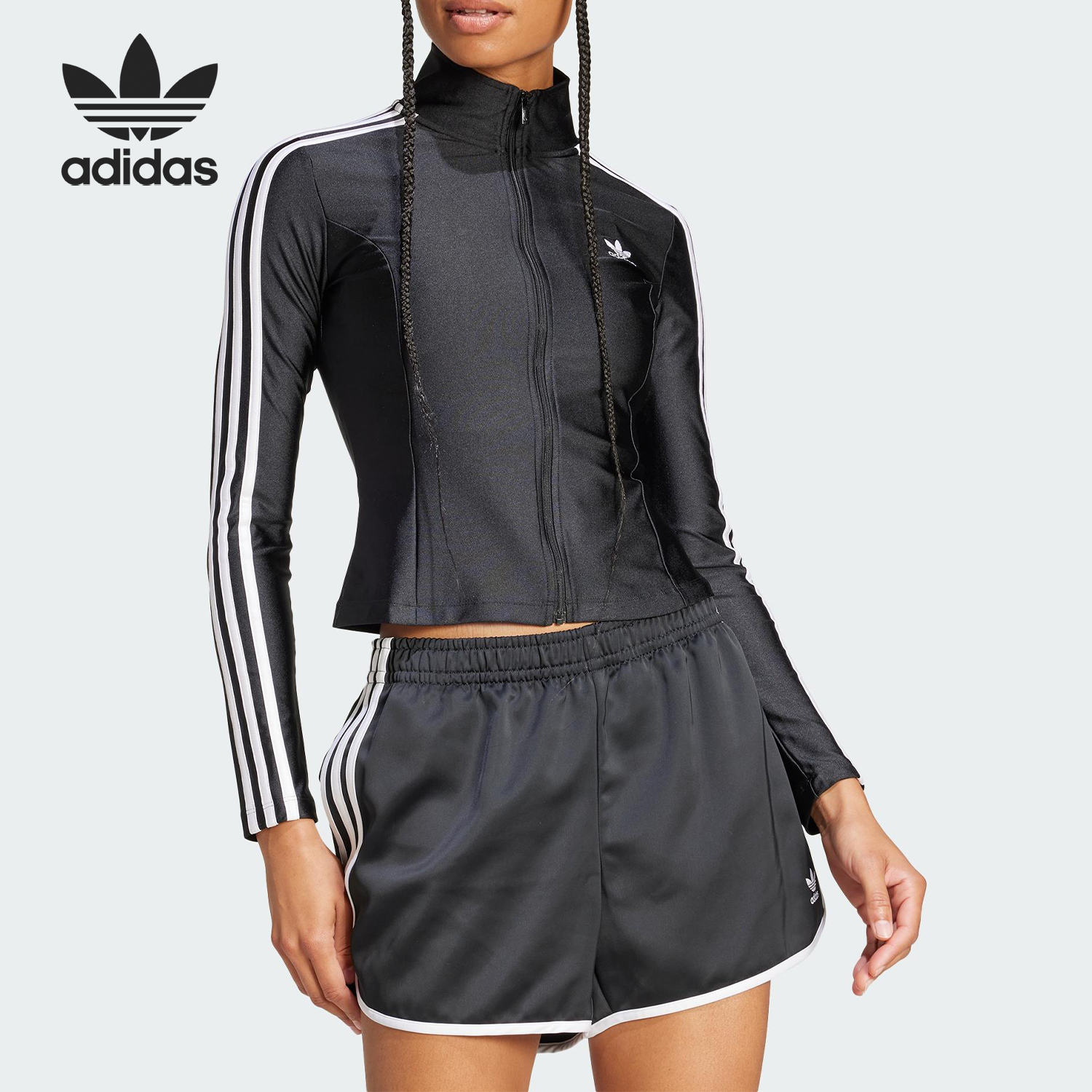 Adidas/阿迪达斯正品三叶草女士经典针织透气休闲夹克外套JD5025