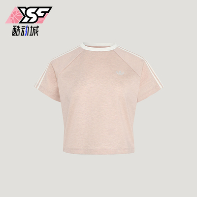 Adidas/阿迪达斯正品三叶草女士针织短款时尚修身日常T恤KY8480