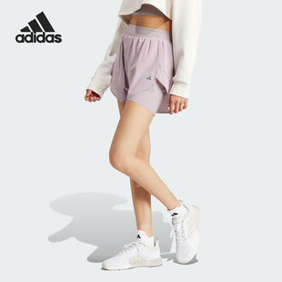 Adidas IU1140 阿迪达斯正品 女士透气凉爽二合一健身运动短裤