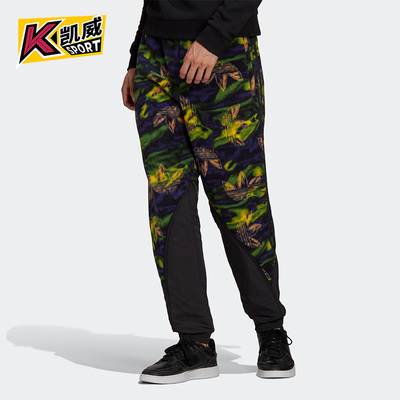 Adidas/阿迪达斯正品三叶草男士运动潮流休闲系带印花长裤GE0800