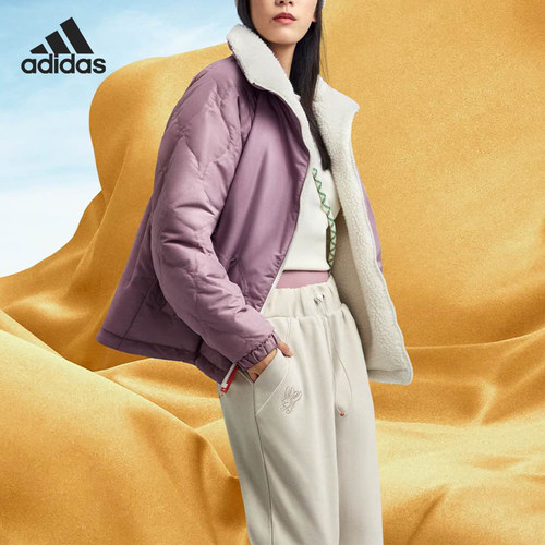 Adidas/阿迪达斯正品兔年新年款女子双面户外运动棉服HY7217