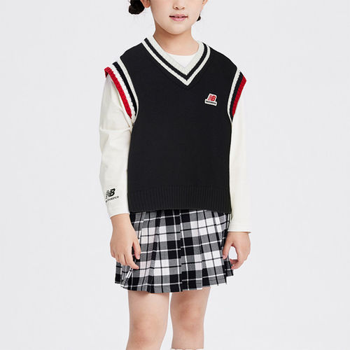New Balance新百伦正品童拼接V领套装长袖T恤2PD37102-BK