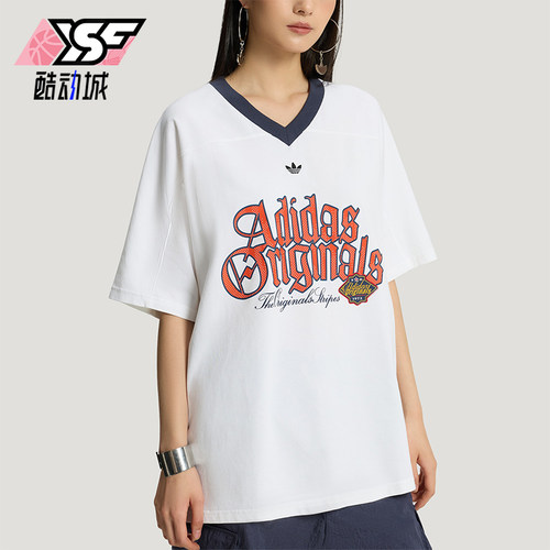 Adidas/阿迪达斯正品三叶草女士休闲宽松日常字母印花T恤KT3062