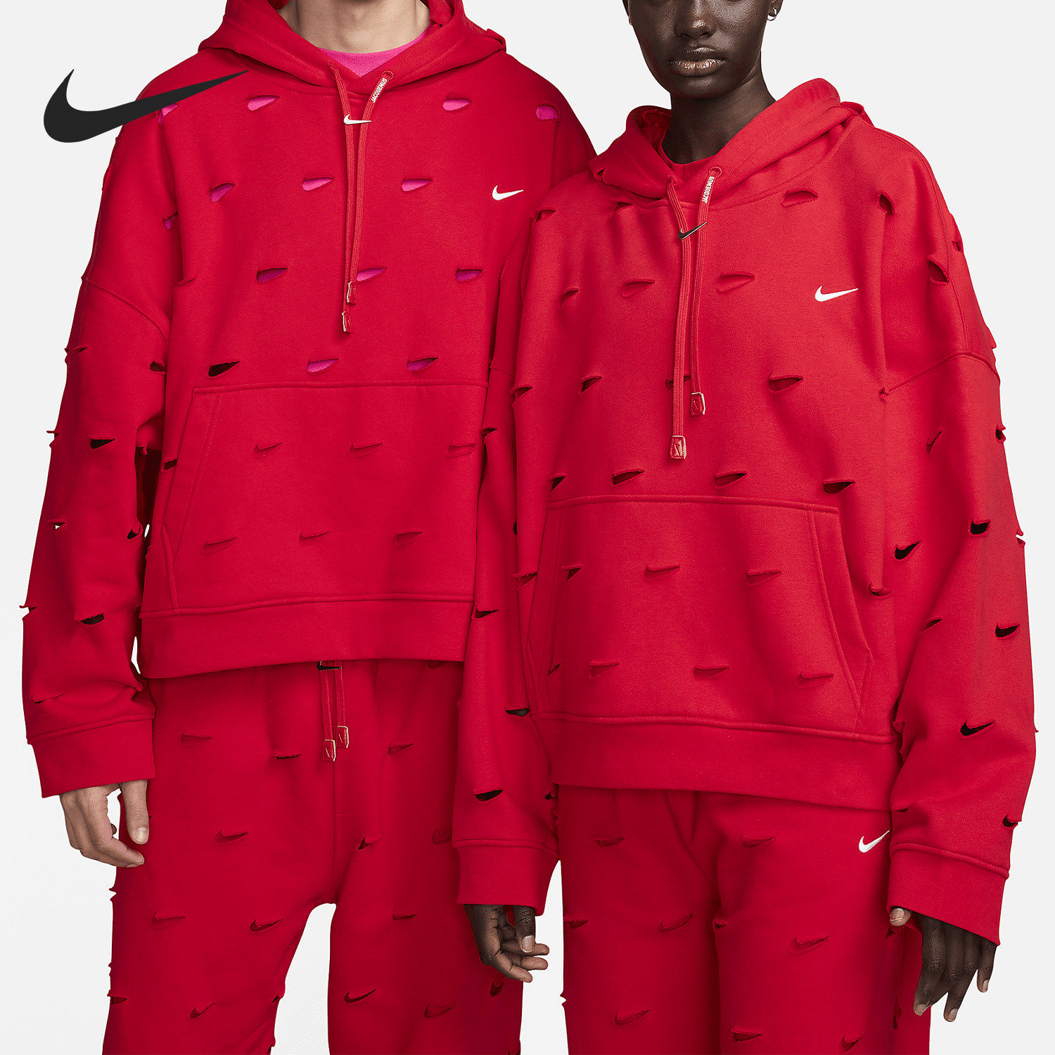 Nike/耐克正品新款情侣同款时尚加绒宽松连帽卫衣FJ3482-657