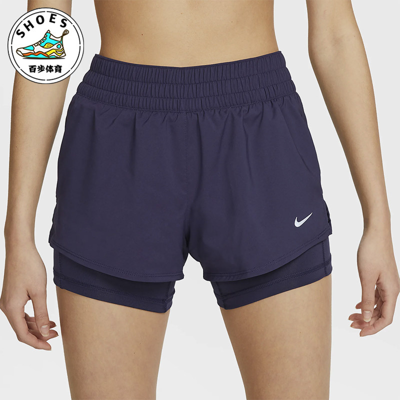 Nike/耐克正品2025女士梭织松紧腰透气二合一运动短裤DX6013-555