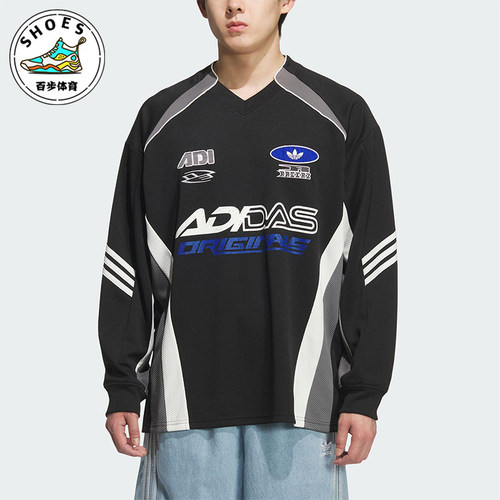 Adidas/阿迪达斯正品三叶草男士运动宽松赛车风印花长袖KF5155