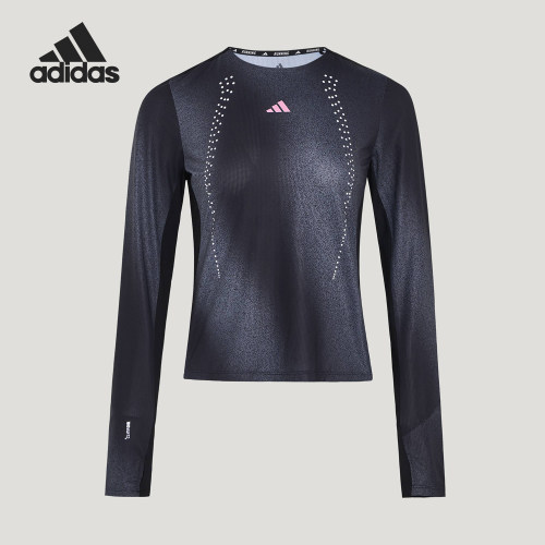 Adidas/阿迪达斯正品春季女士跑步运动圆领时尚长袖T恤KR5101