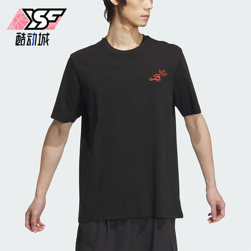 阿迪达斯男士款宽松运动休闲短袖