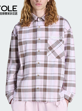 Adidas/阿迪达斯正品三叶草男士休闲翻领网格运动长袖衬衫KG6452