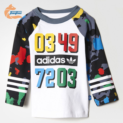 Adidas/阿迪达斯正品三叶草印花长袖T恤经典新款长袖T恤AY8559