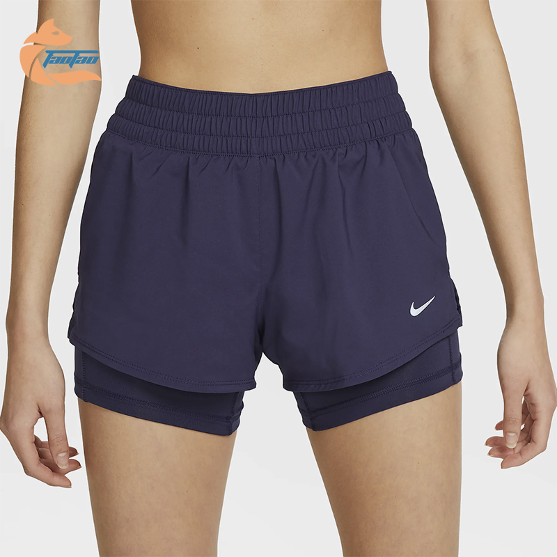 Nike/耐克正品2025女士梭织松紧腰透气二合一运动短裤DX6013-555