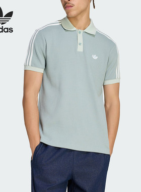Adidas/阿迪达斯正品三叶草男士华夫格针织短袖POLO衫KX1231