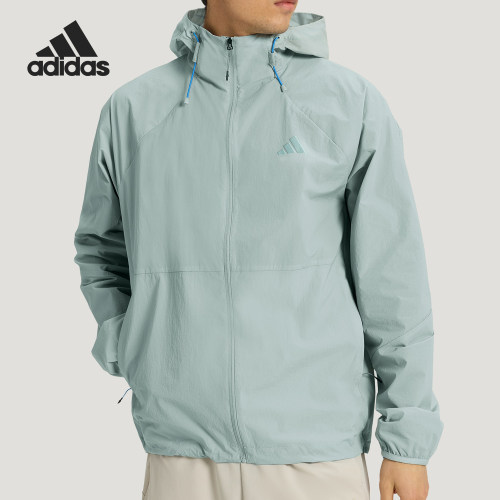 Adidas/阿迪达斯正品夏季男士多口袋凉感运动休闲连帽外套KR2512