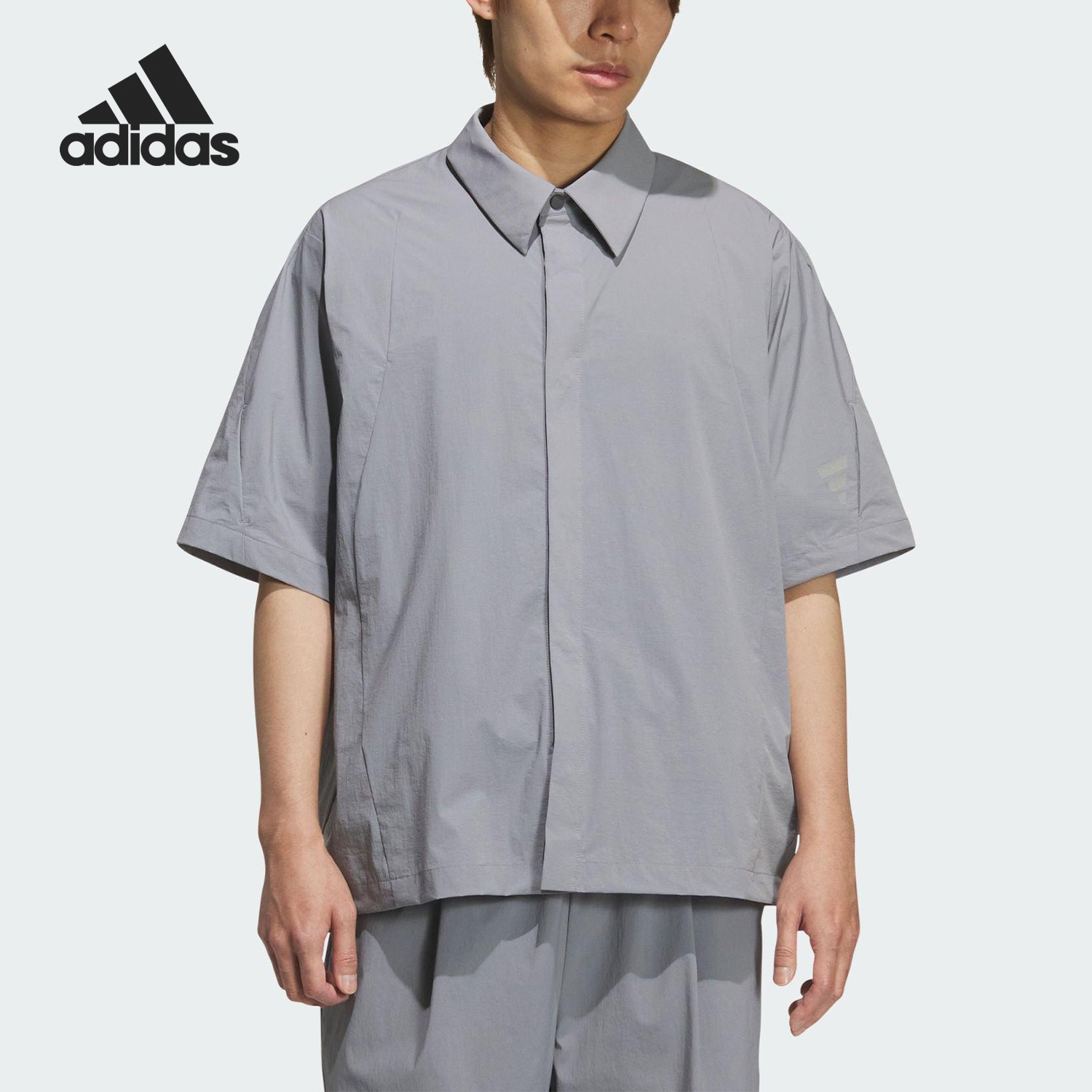 Adidas/阿迪达斯正品夏季男士梭织宽松经典简约短袖衬衫KC0099