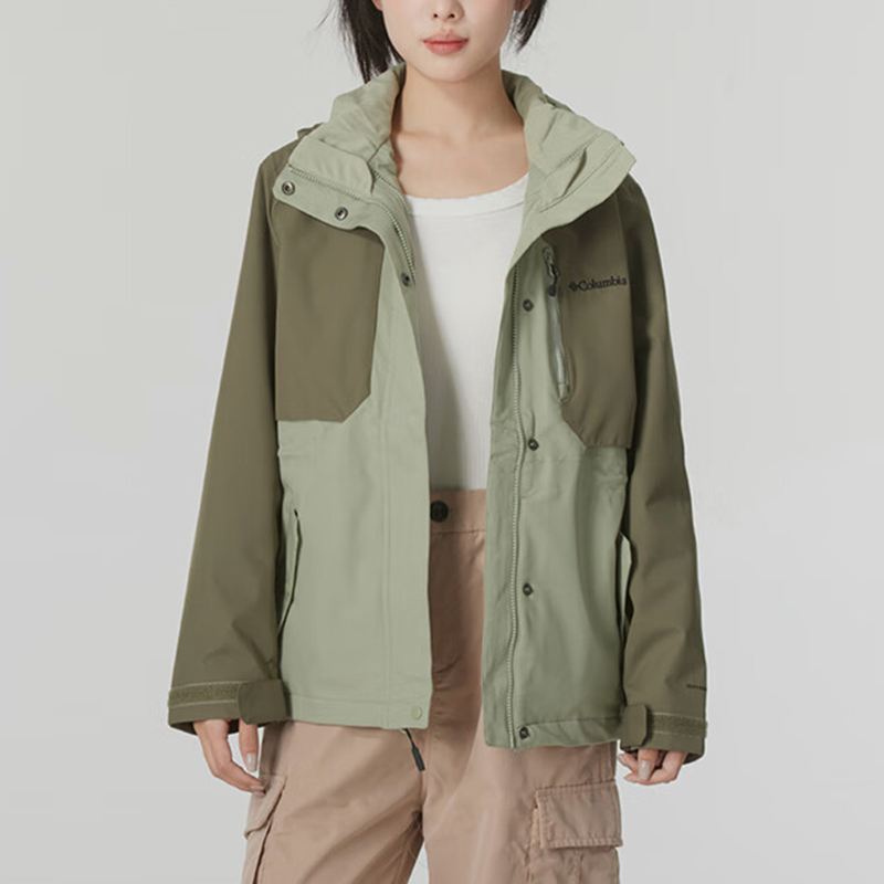 哥伦比亚女士户外可拆卸帽冲锋衣