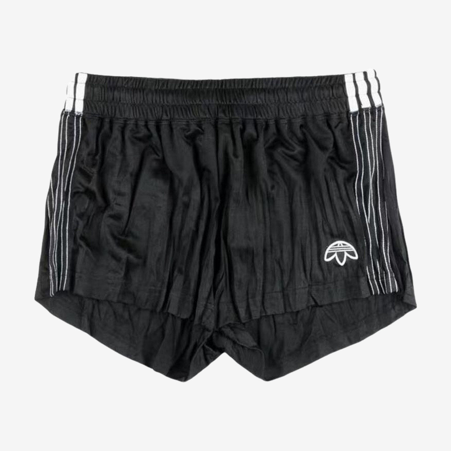Adidas阿迪达斯正品Originals女士条纹褶皱运动中长裤/短裤DN0256