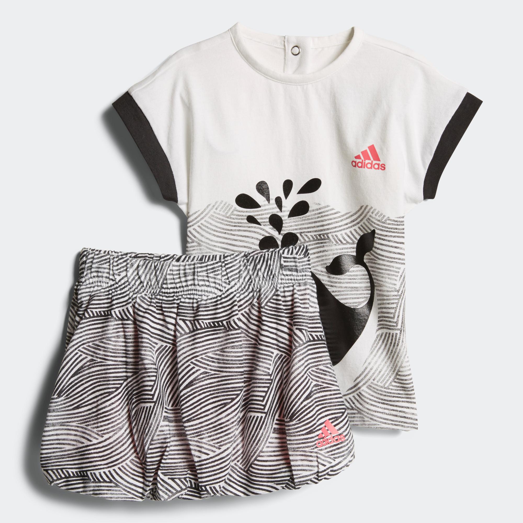 Adidas/阿迪达斯正品新款夏季女小童卡通运动休闲套装CF7421