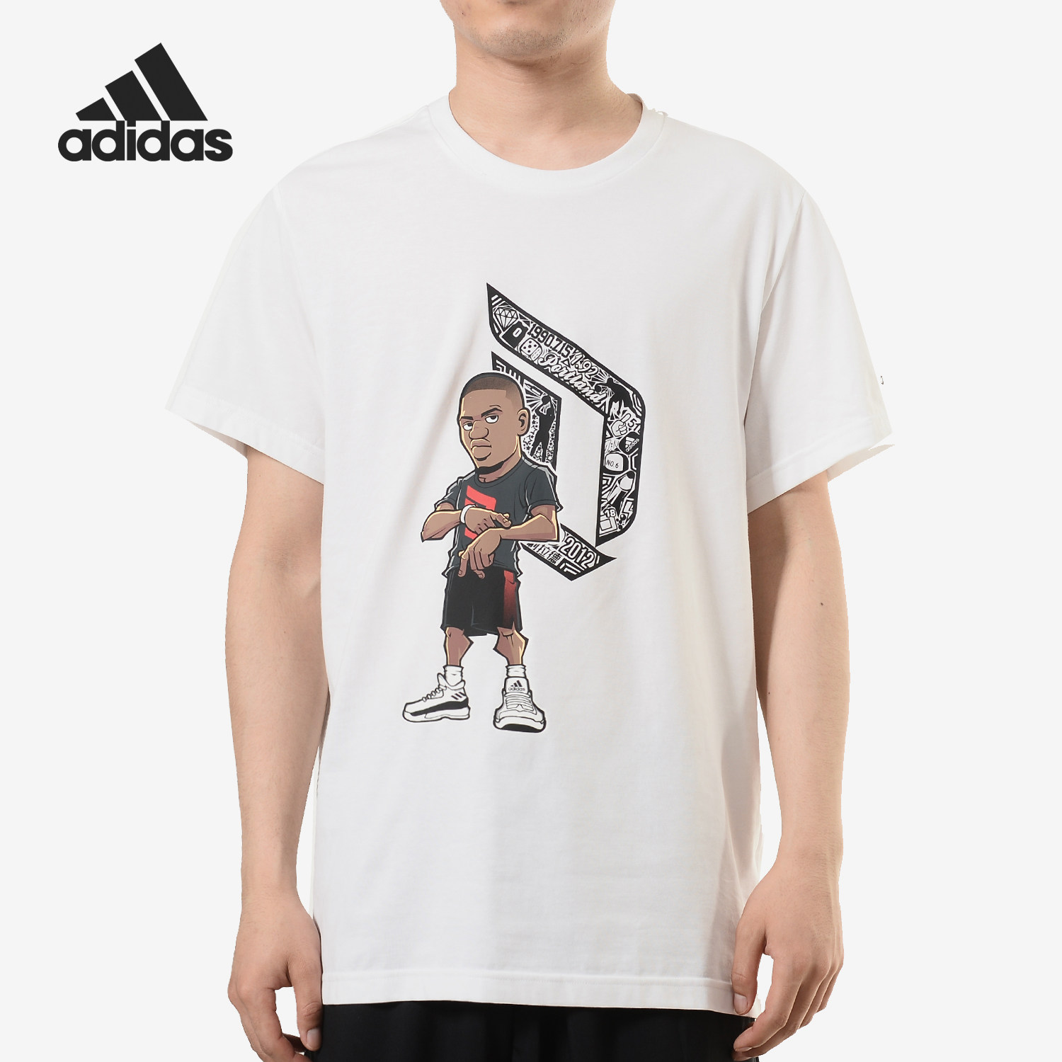 Adidas/阿迪达斯正品 利拉德篮球Q版卡通透气休闲运动T恤 CV9971,运动服/休闲服装,运动T恤,淘宝优惠券,粉丝福利购,淘宝优惠卷