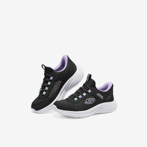 Skechers斯凯奇正品大童一脚蹬防滑耐磨低帮跑步鞋319102L-BLK