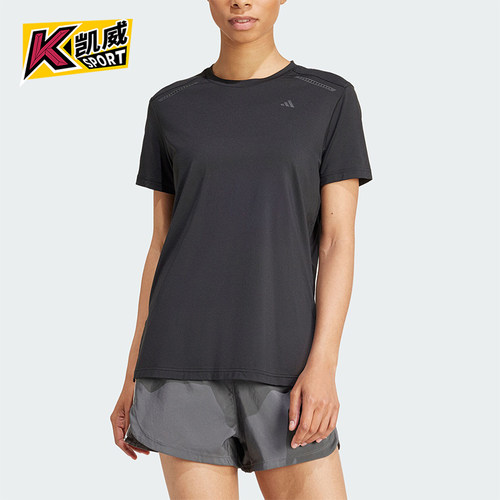 阿迪达斯女士圆领透气运动短袖