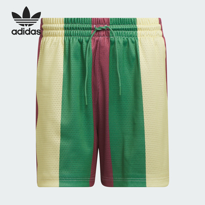 Adidas/阿迪达斯正品三叶草男女情侣款条纹透气短裤IY7393