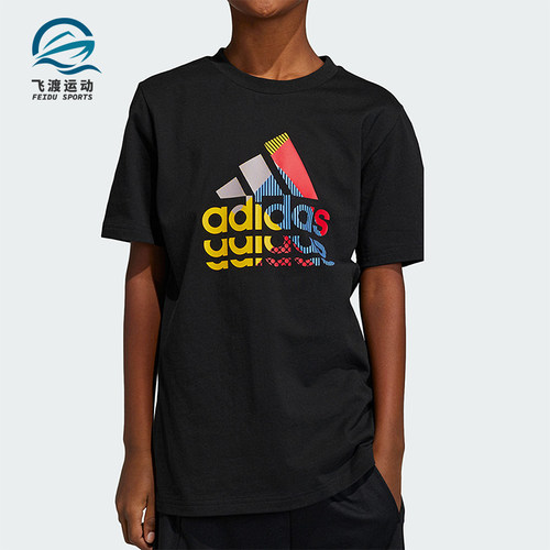 Adidas/阿迪达斯正品夏季儿童图案透气圆领休闲短袖IB9136