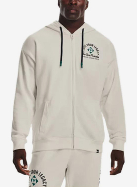 UA/安德玛正品2025新款男士潮流印花休闲运动针织外套1377436-130