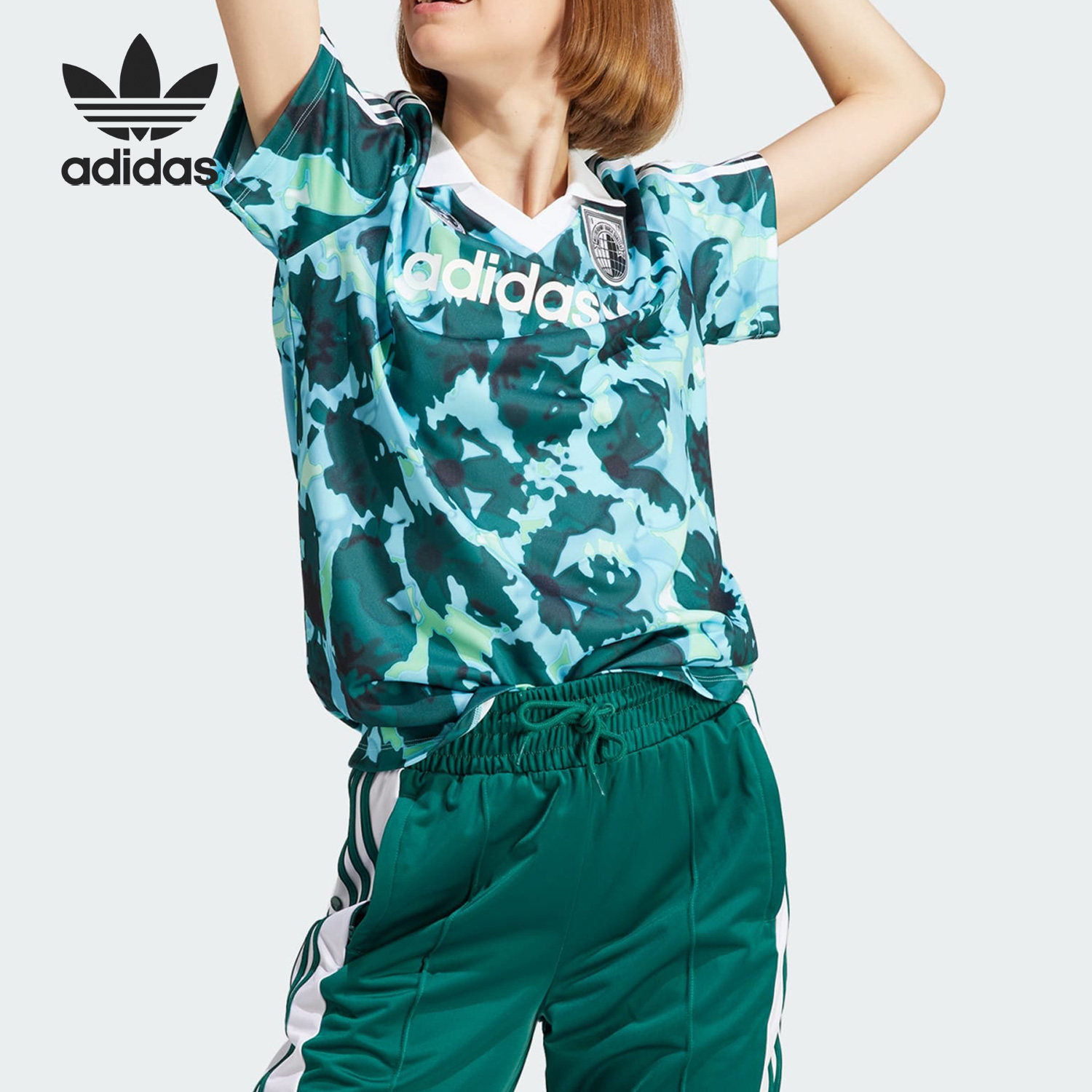 Adidas/阿迪达斯正品三叶草女子印花时尚运动短袖T恤IR9809