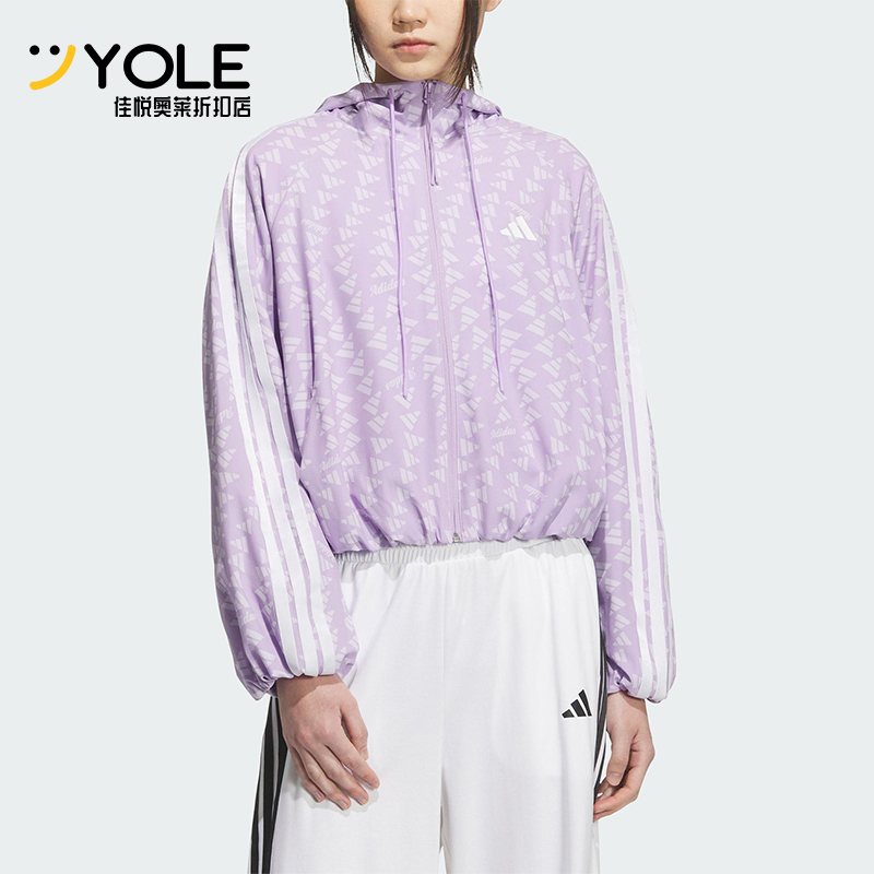 Adidas/阿迪达斯正品S WV JKT女士休闲短款花苞满印外套KB7761